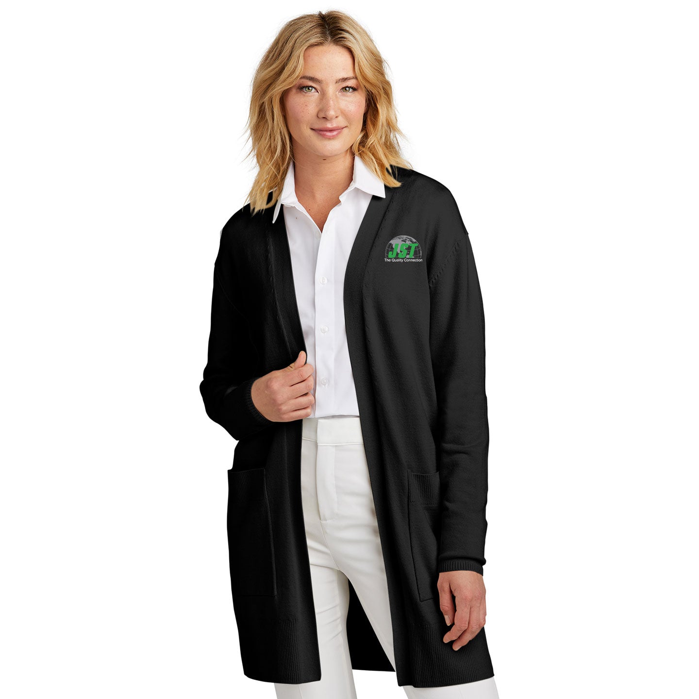 JST - Mercer+Mettle Women's Open-Front Embroidered Sweater
