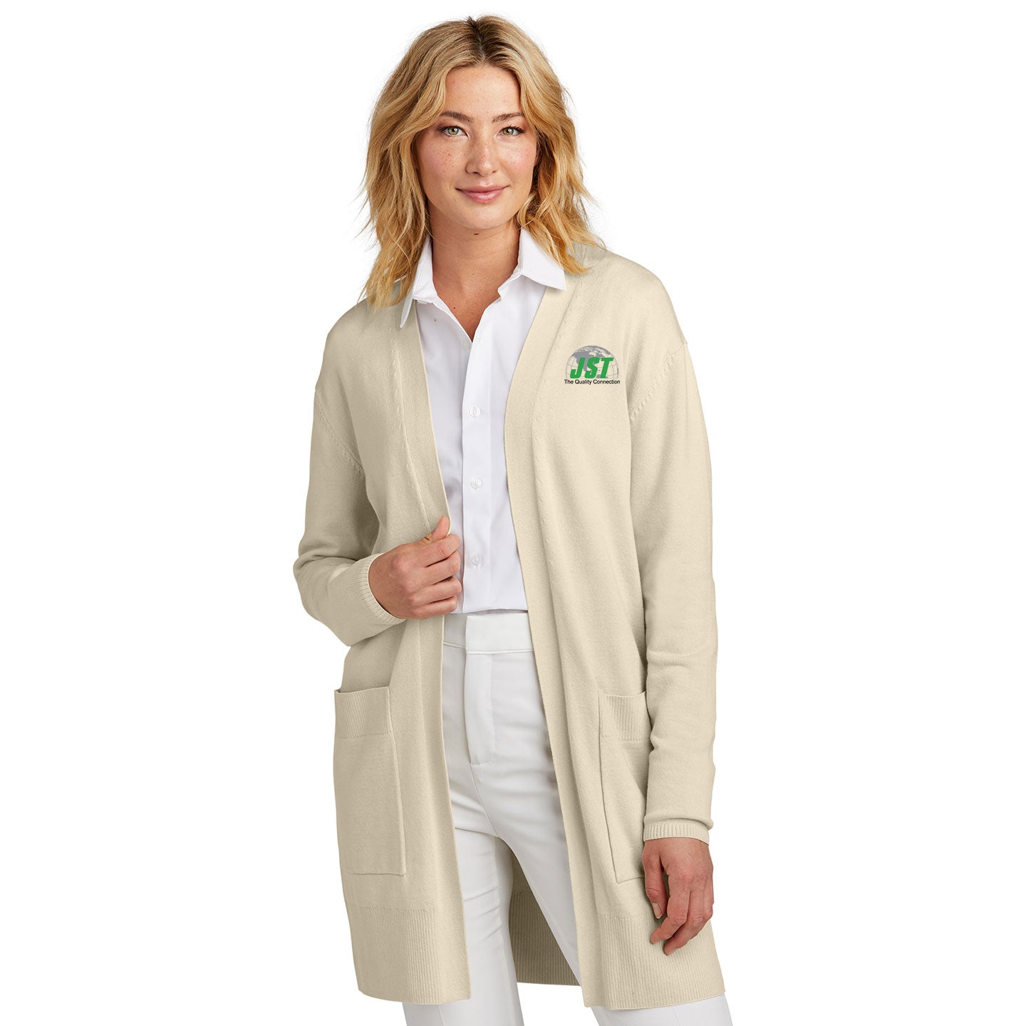 JST - Mercer+Mettle Women's Open-Front Embroidered Sweater