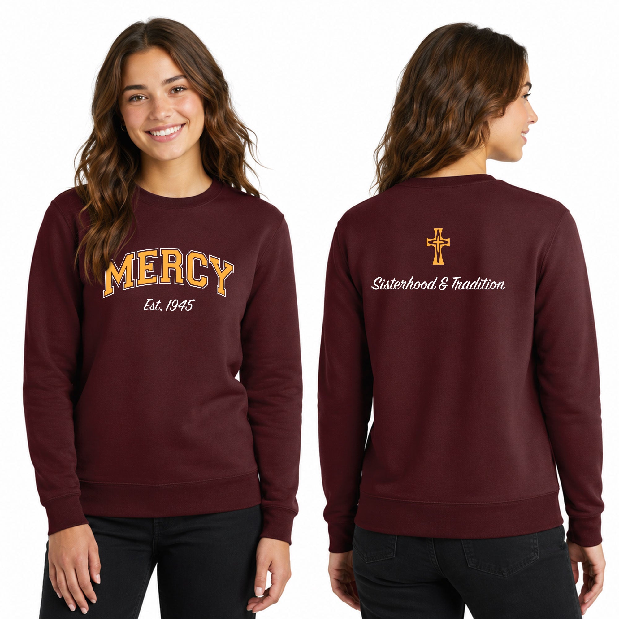 Mercy HS Uniform - Sisterhood & Tradition Printed Unisex Port&Co Sweatshirt