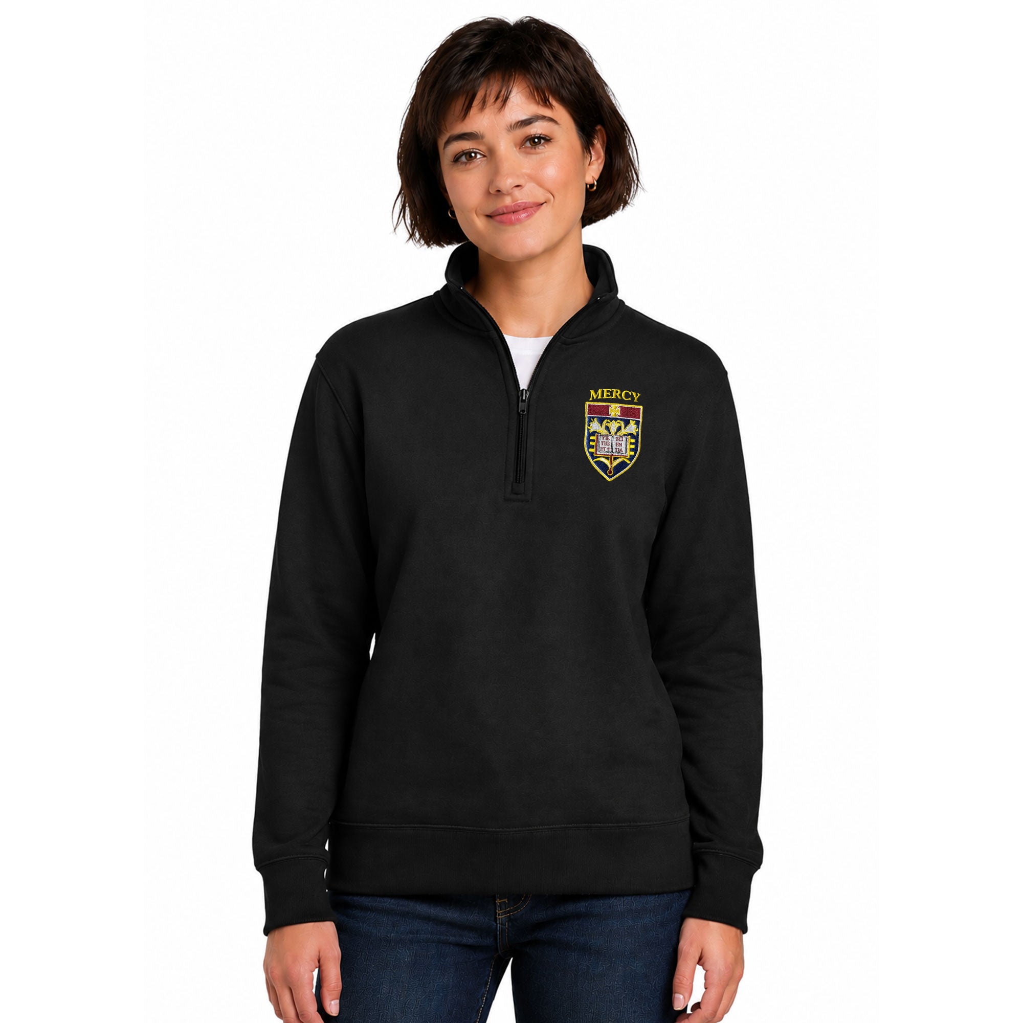 Mercy HS Uniform - Mercy Emblem Unisex Port & Company 1/4-Zip Sweatshirt