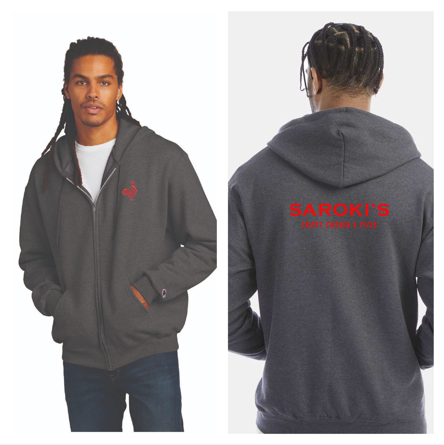 Saroki's Chicken - Embroidered Champion Powerblend® Full-Zip Hooded Sweatshirt