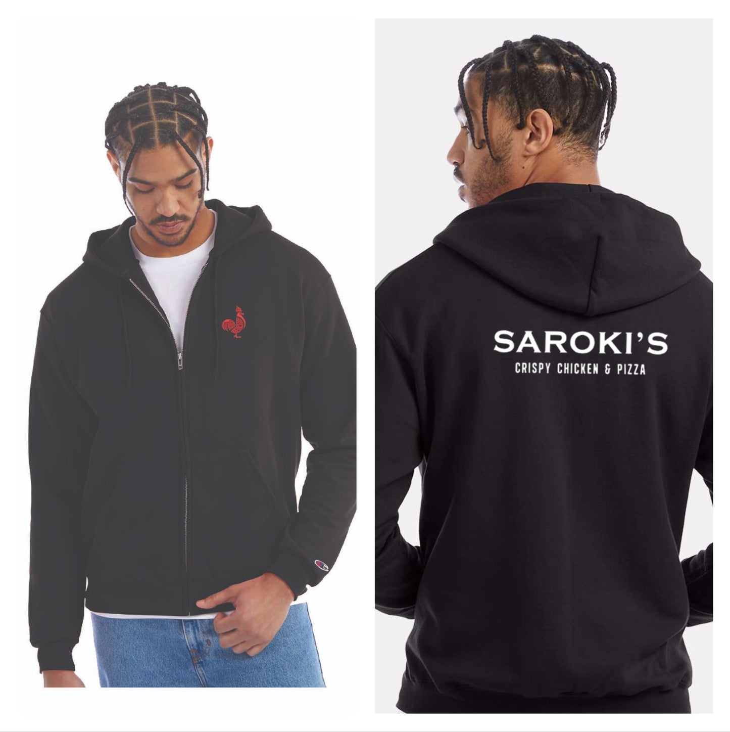 Saroki's Chicken - Embroidered Champion Powerblend® Full-Zip Hooded Sweatshirt