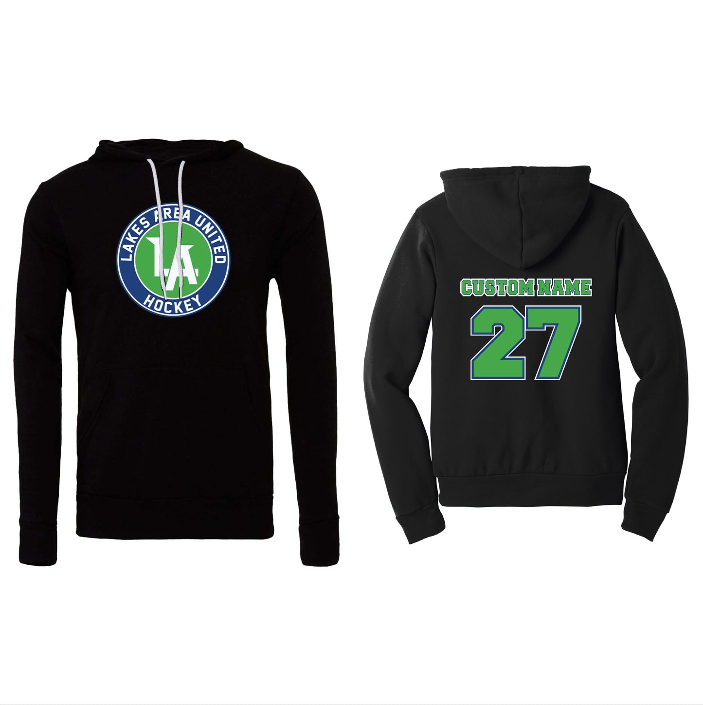 Lakes United Hockey Bella + Canvas Unisex Sponge Fleece Pullover Hoodie Custom Name & Number