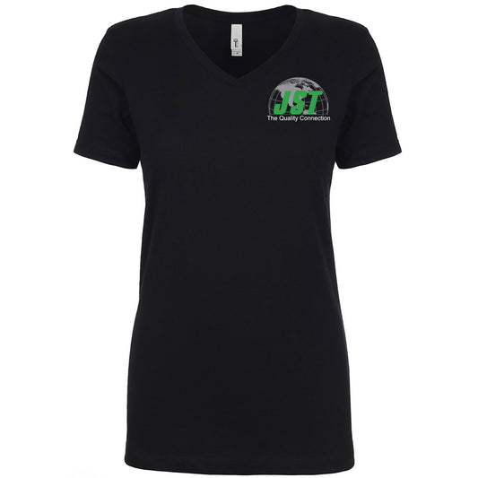 JST - Next Level Women's 60/40 Blend Printed V-Neck T-Shirt with Crest Logo