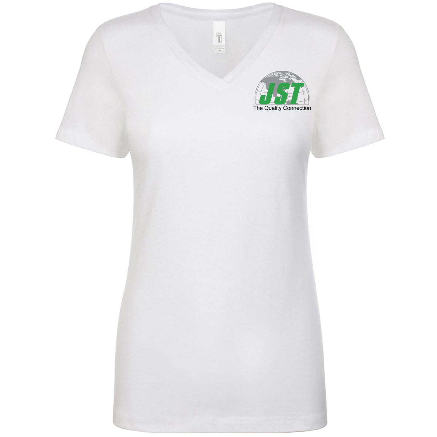 JST - Next Level Women's 60/40 Blend Printed V-Neck T-Shirt with Crest Logo