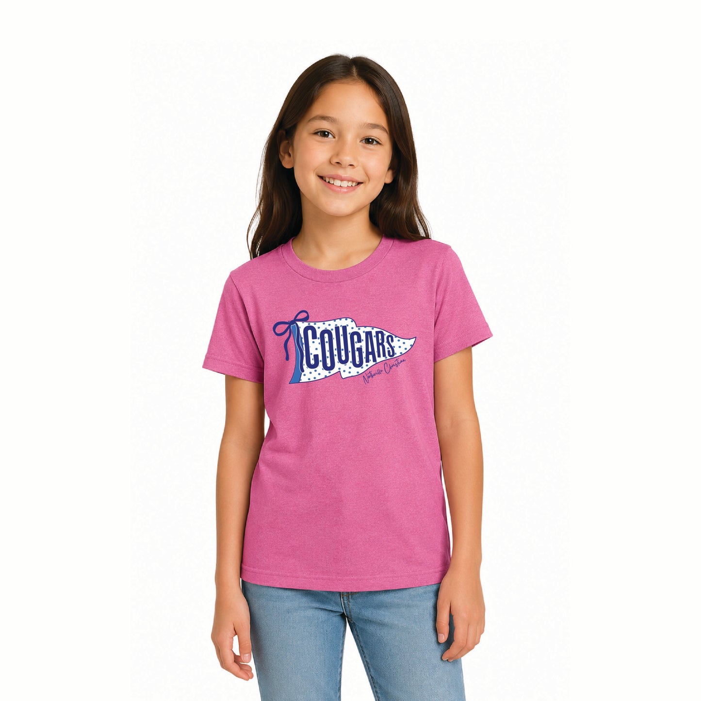NVCS - Cougar Flag Pink Youth CVC Tee