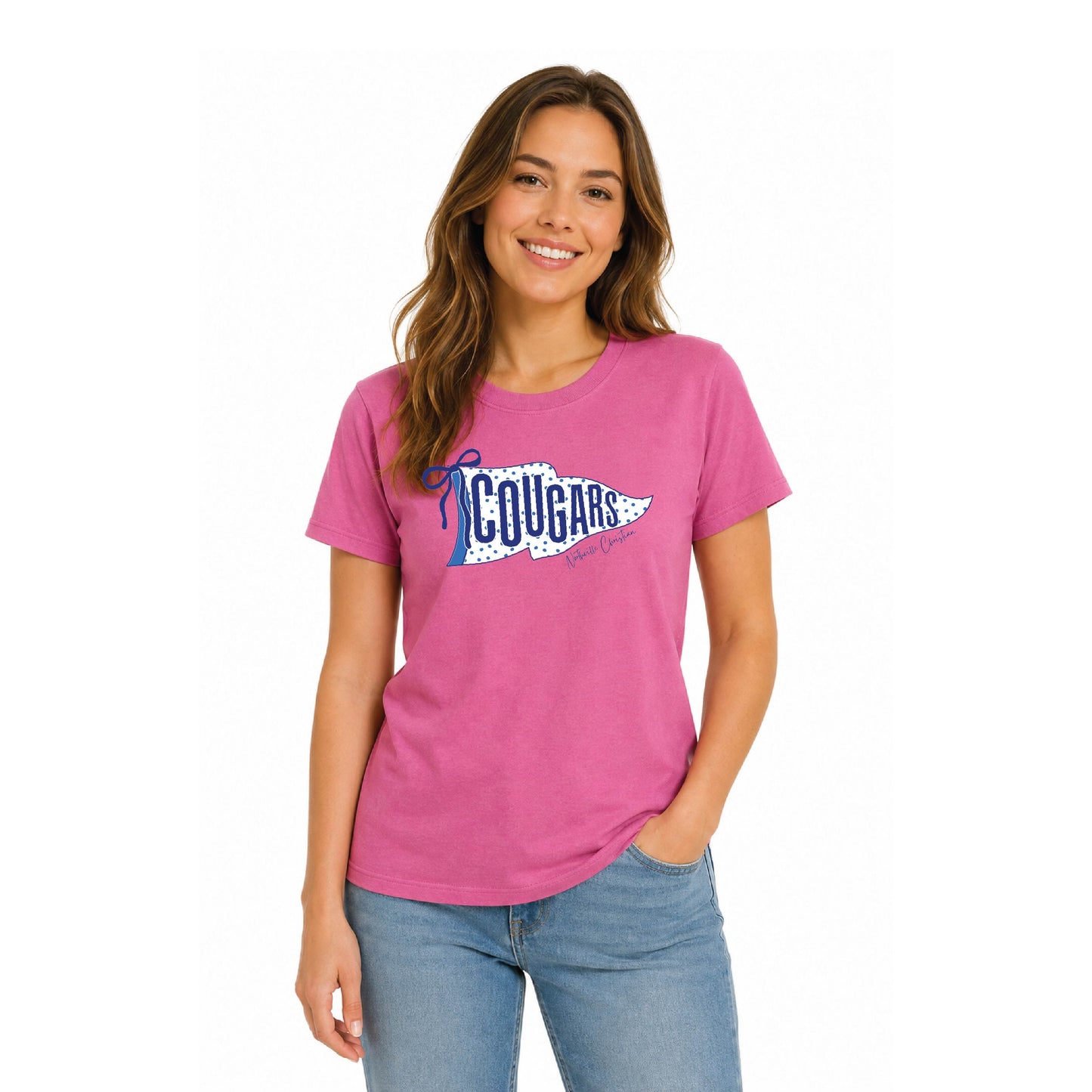 NVCS - Cougar Flag Pink Adult CVC Tee