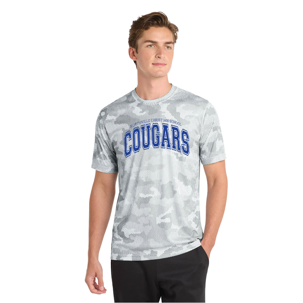 NVCS - Cougar Wordmark Adult CamoHex Tee