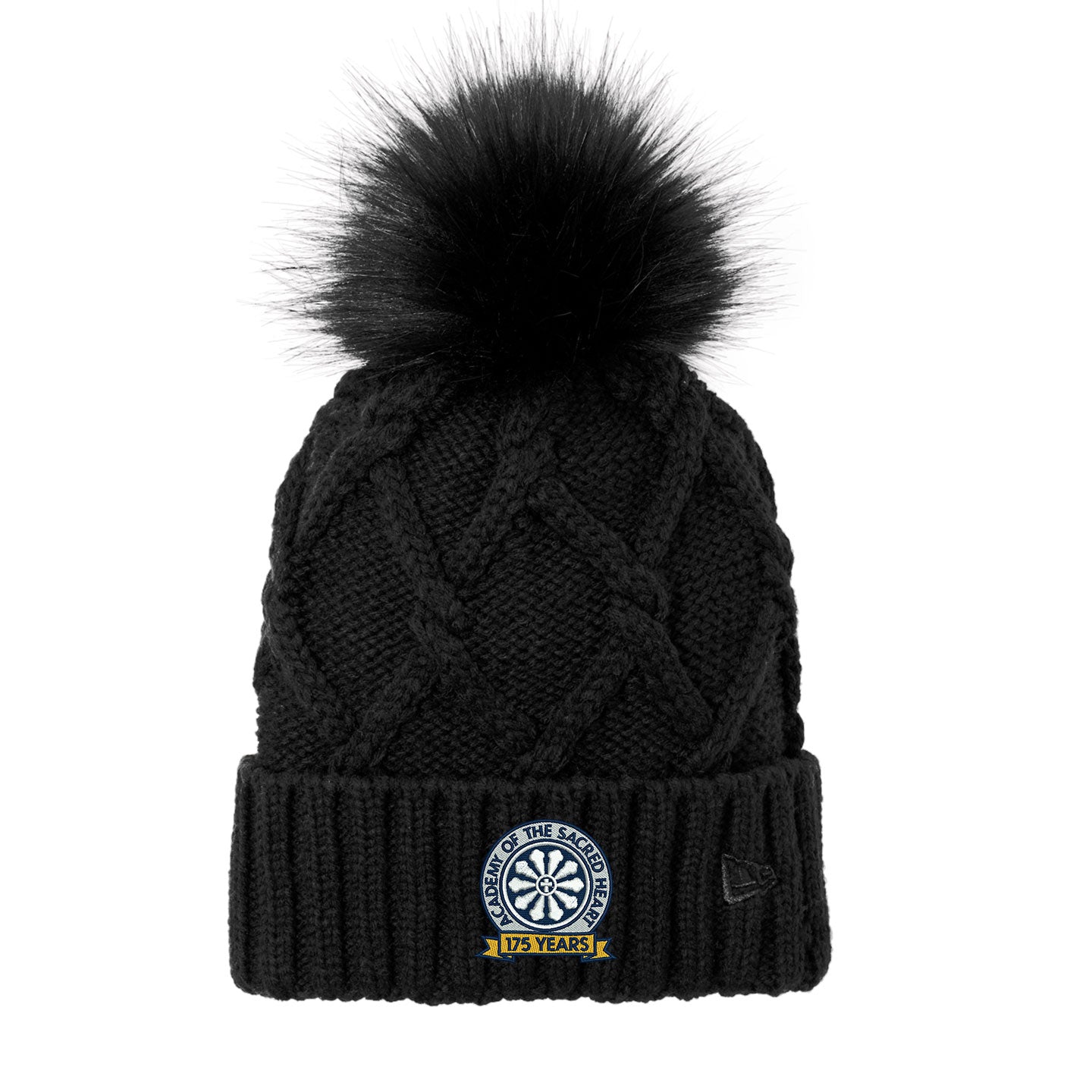 ASH -  Embroidered 175 Year New Era Faux Fur Pom Beanie