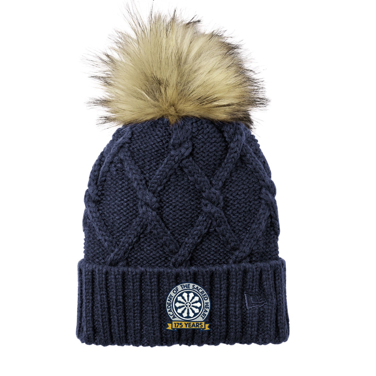 ASH -  Embroidered 175 Year New Era Faux Fur Pom Beanie