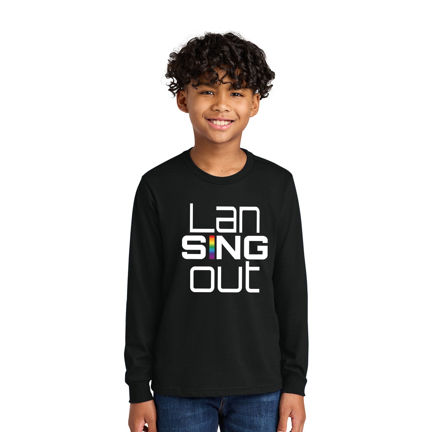 LanSINGout - Stacked Logo Printed Youth Next Level Blend Long Sleeve
