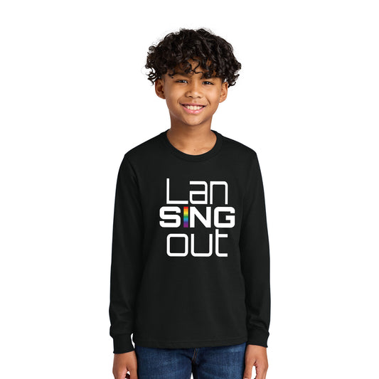 LanSINGout - Stacked Logo Printed Youth Next Level Blend Long Sleeve