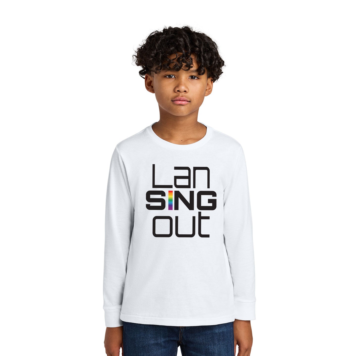 LanSINGout - Stacked Logo Printed Youth Next Level Blend Long Sleeve