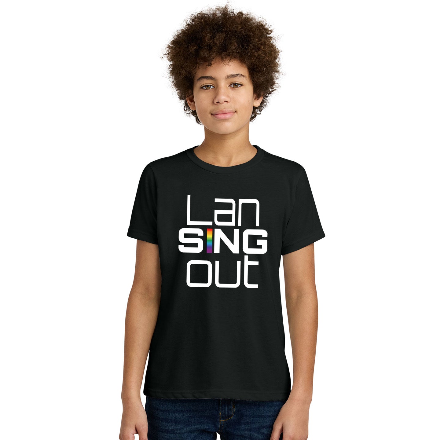LanSINGout - Stacked Logo Printed Youth Next Level Blend Tee