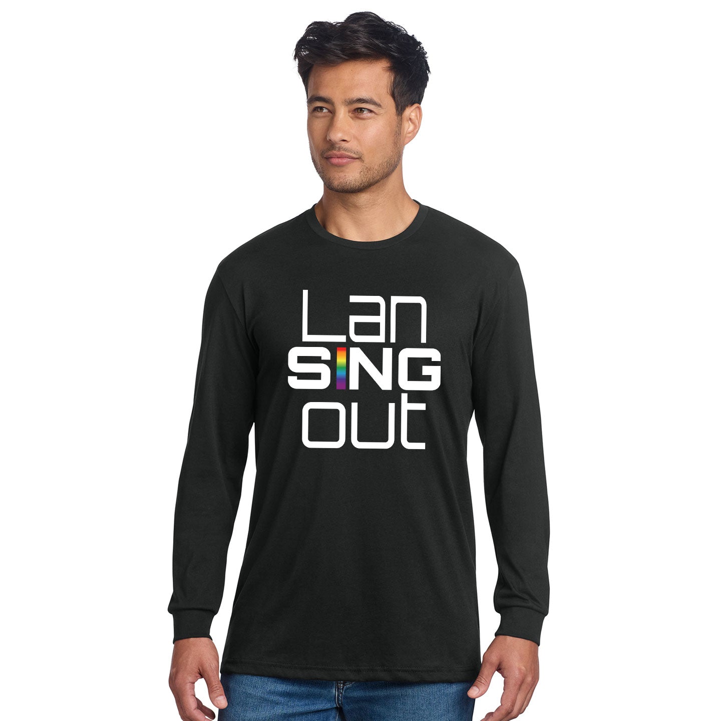 LanSINGout - Stacked Logo Printed Unisex Next Level Blend Long Sleeve