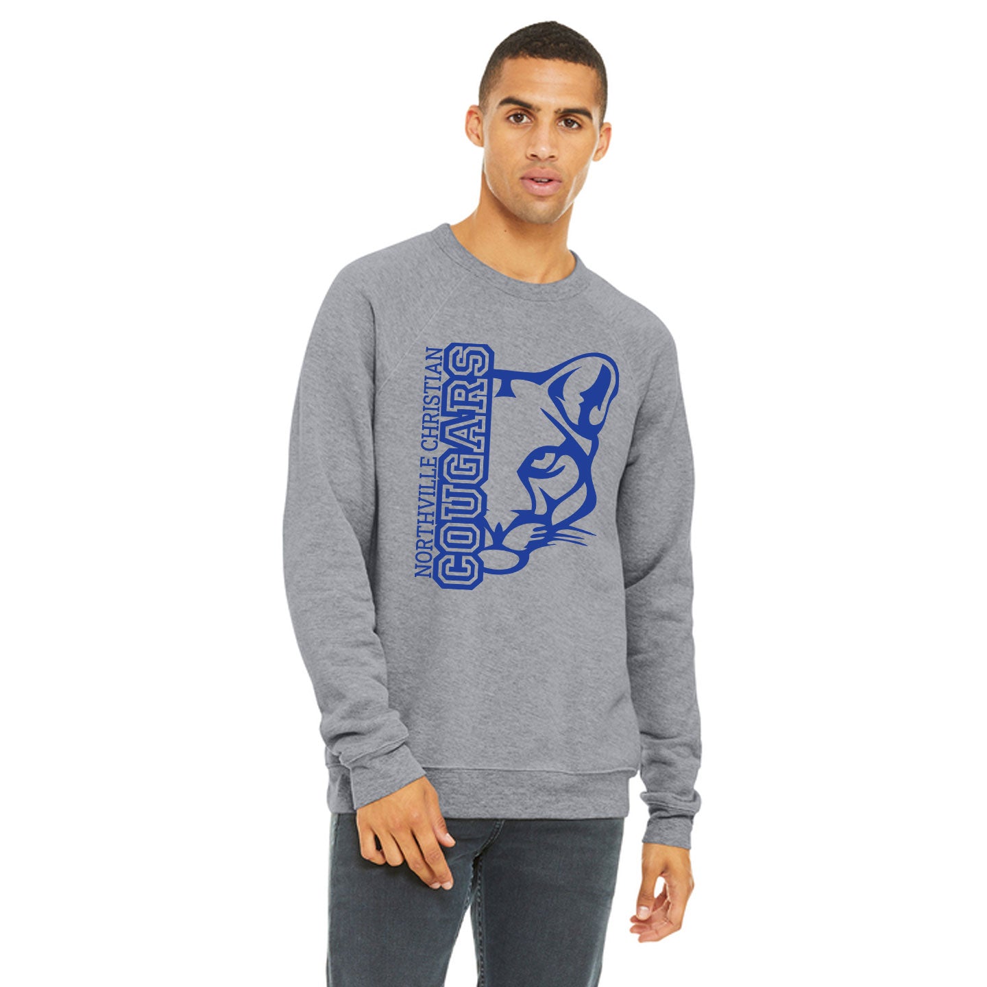 NVCS - Cougar Face Unisex Adult Raglan Fleece Sweatshirt