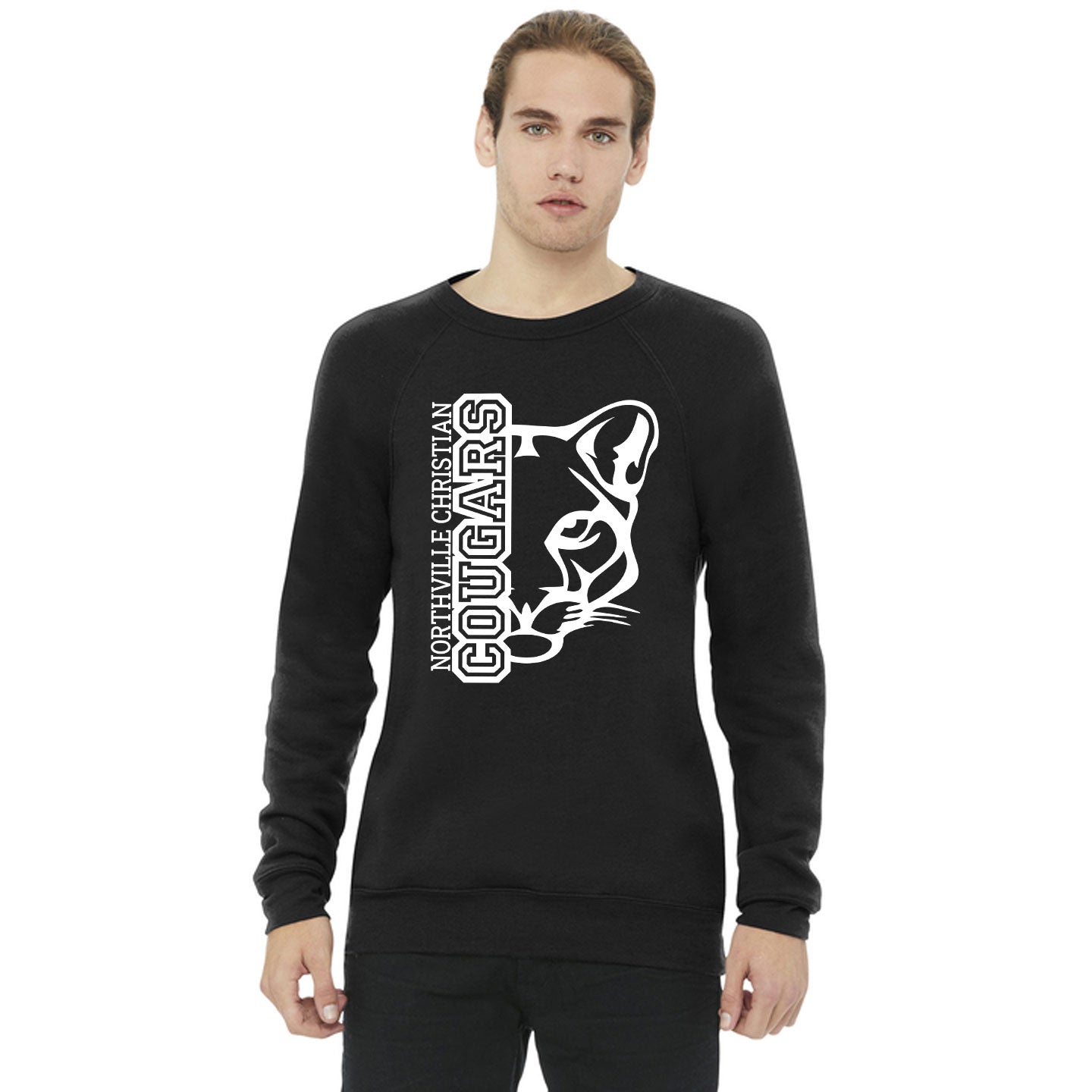 NVCS - Cougar Face Unisex Adult Raglan Fleece Sweatshirt