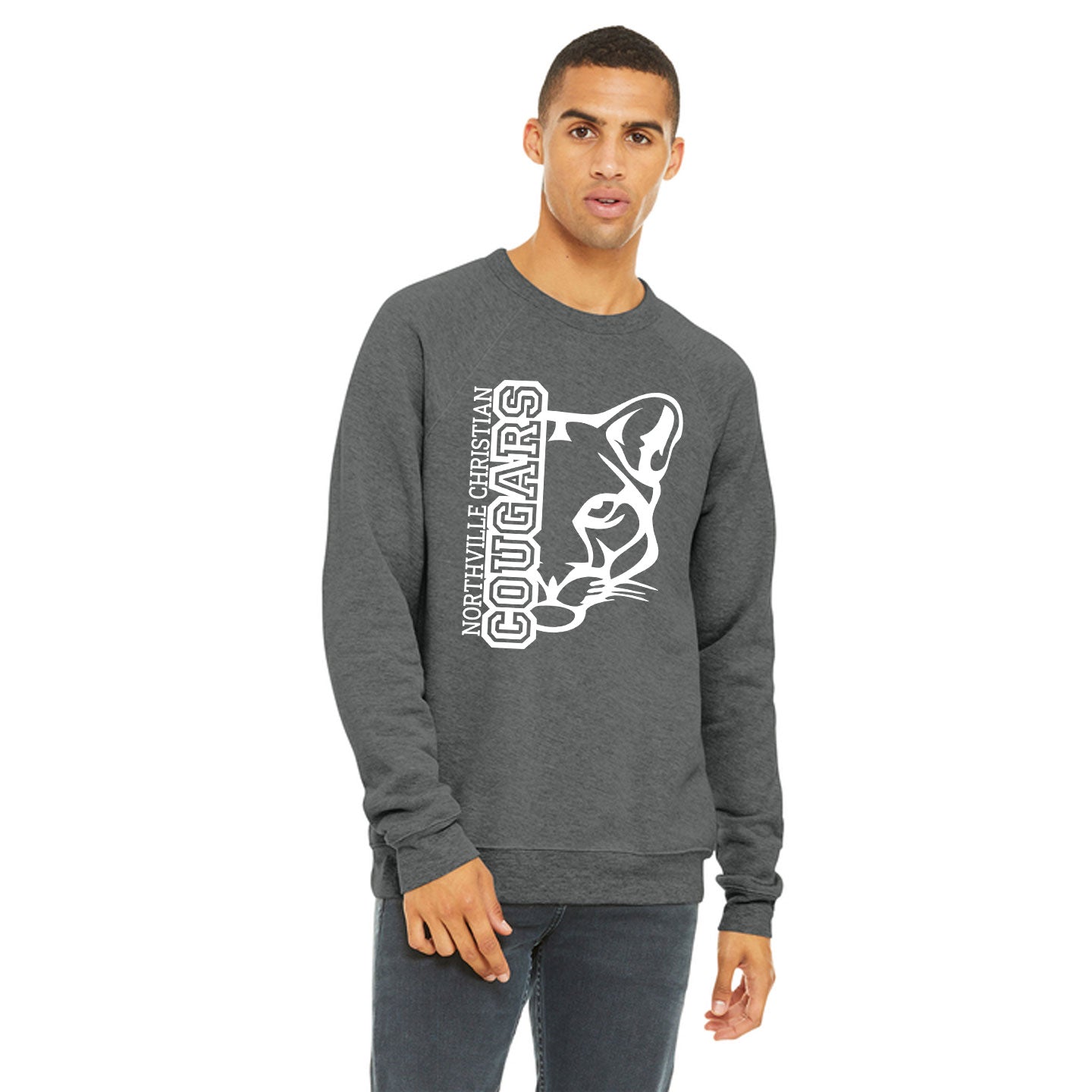 NVCS - Cougar Face Unisex Adult Raglan Fleece Sweatshirt
