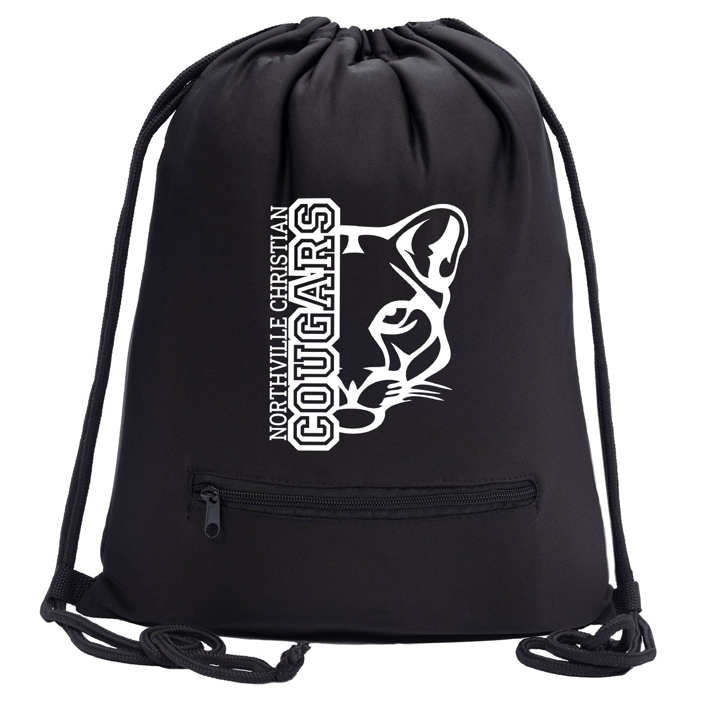 NVCS - Cougar Face Mélange Drawstring Gym Bag With Zipper Pocket