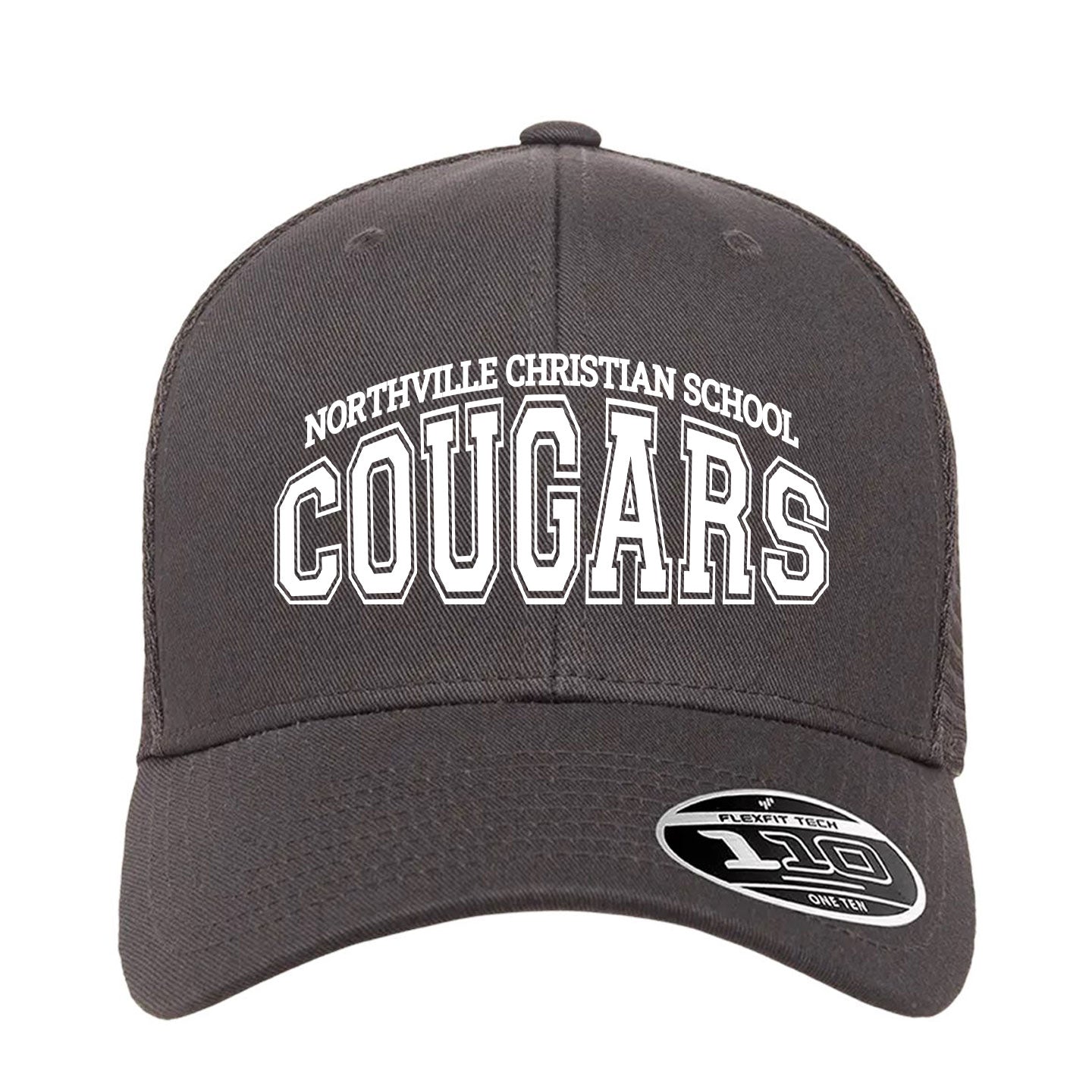 Cougar Arched Wordmark -  Flexfit 110M Trucker Mesh-Back Snapback Cap Embroidery