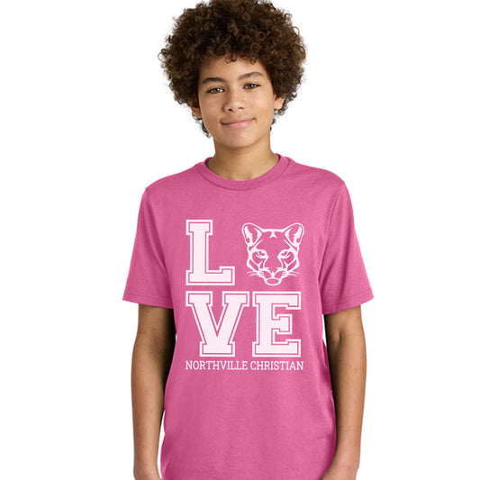 NVCS - Cougar Love PINK Youth CVC Tee