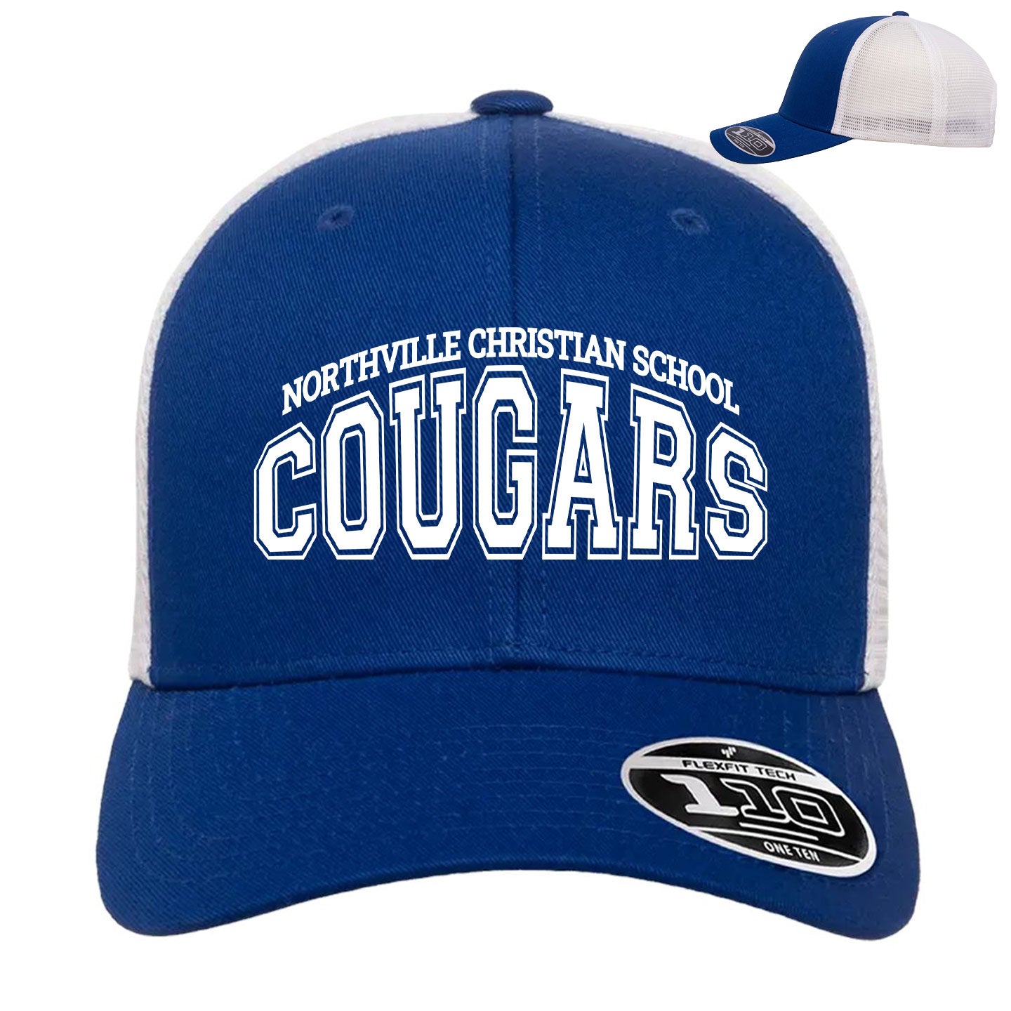 Cougar Arched Wordmark -  Flexfit 110M Trucker Mesh-Back Snapback Cap Embroidery