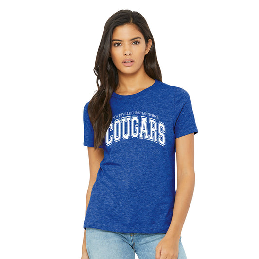 NVCS - Cougars Wordmark Relaxed Womens Tee