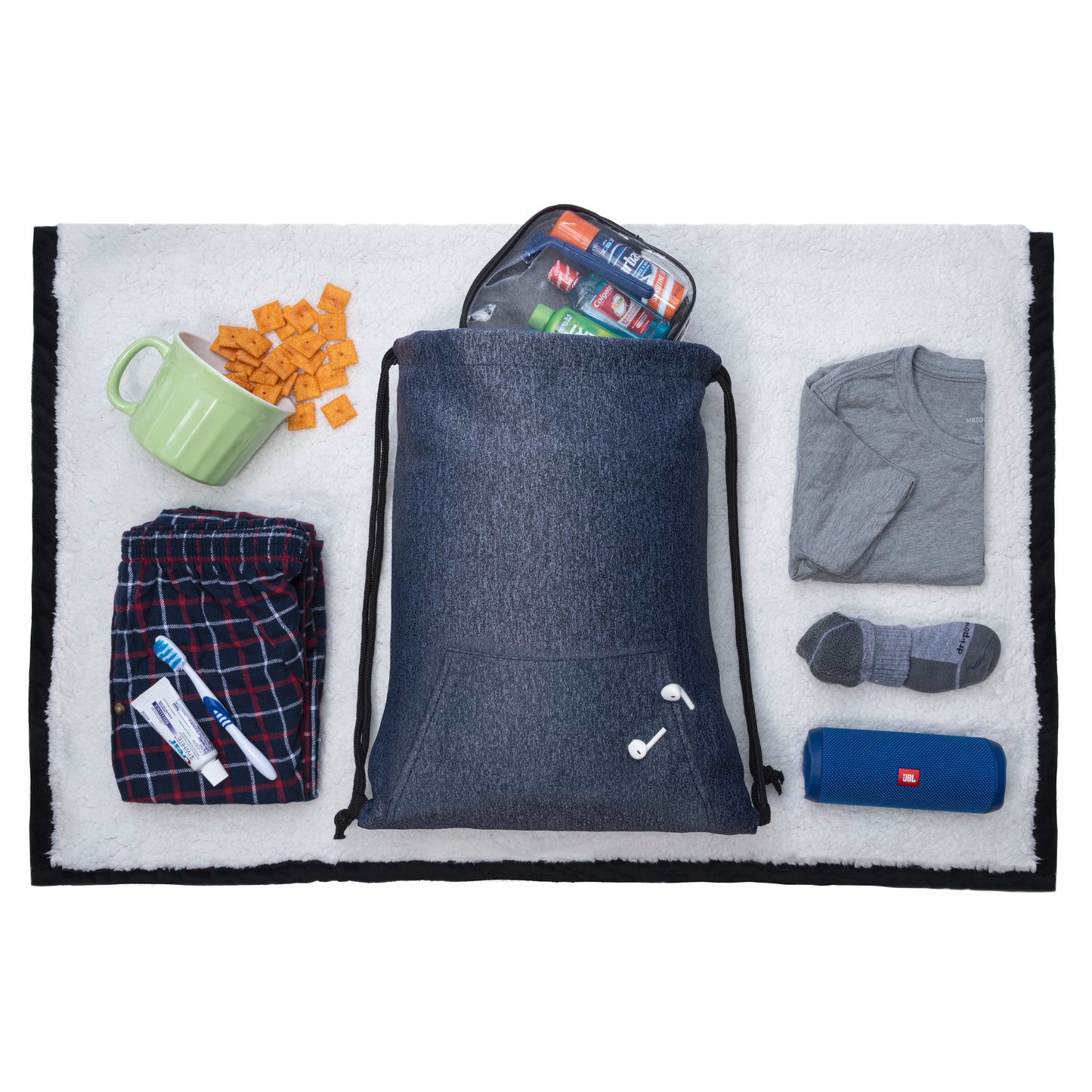 Custom Mélange Drawstring Gym Bag With Quick-Access Pocket