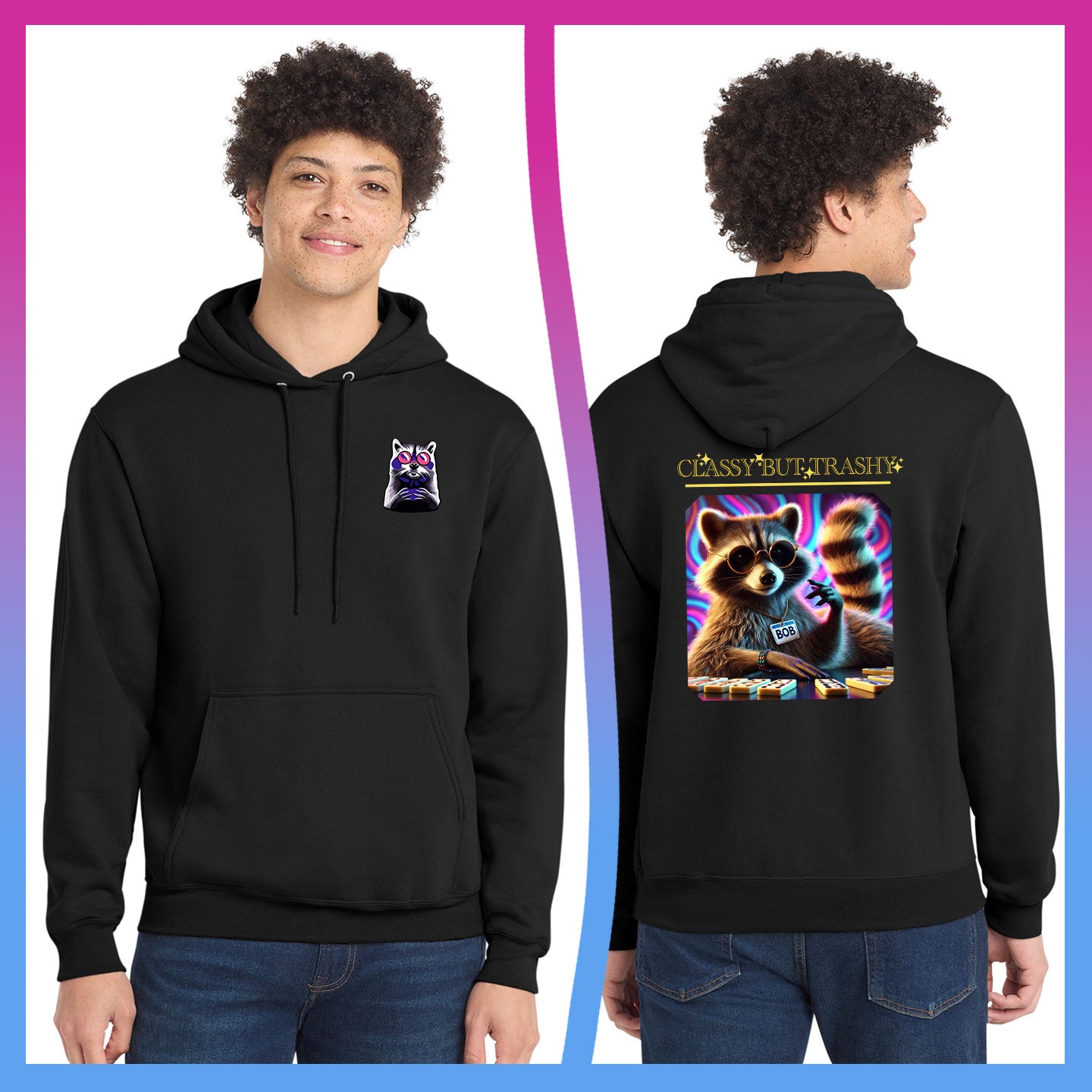 Domino Effect Apparel - Classy but Trashy Printed Port & Co Pullover Hoodie