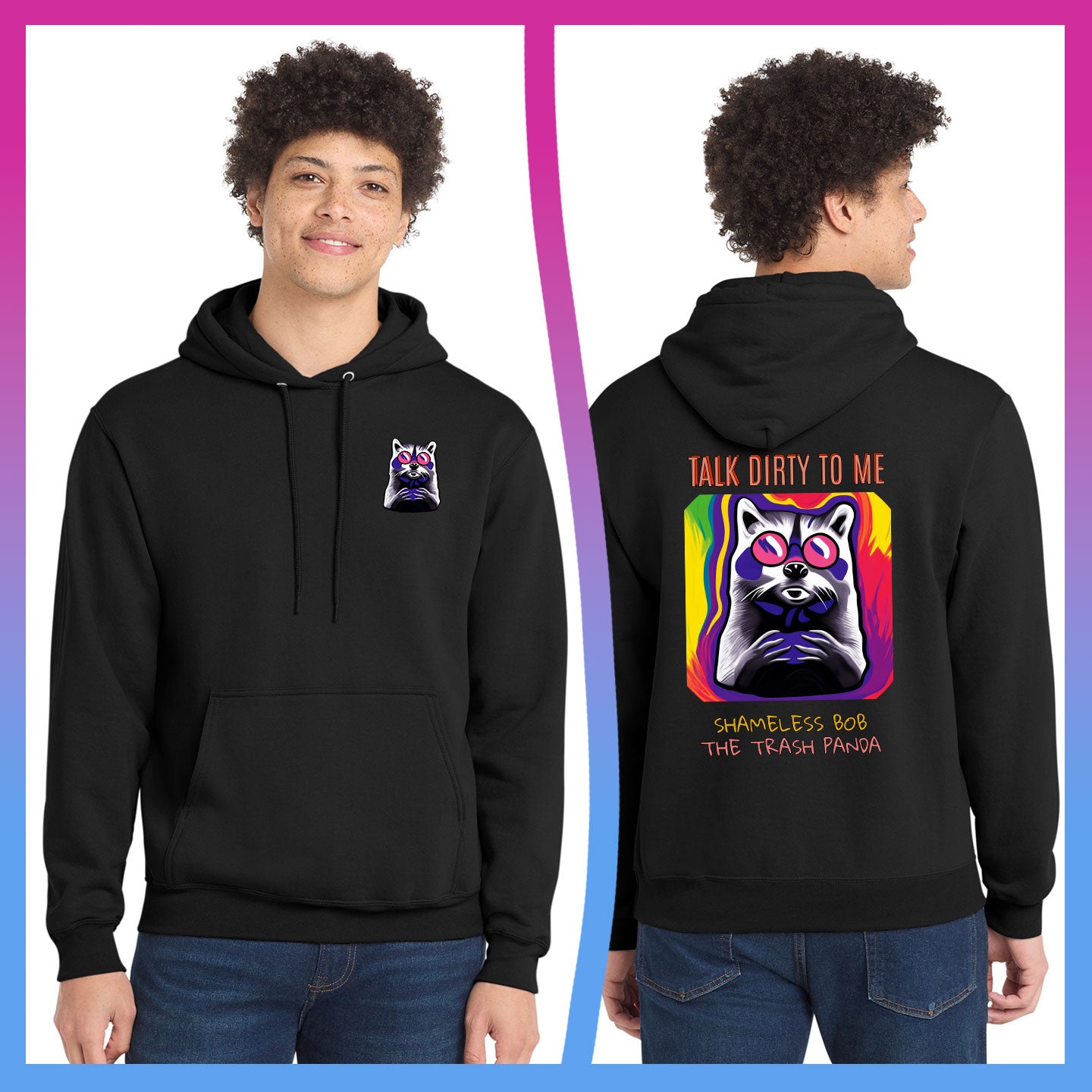 Domino Effect Apparel - Shameless Bob Printed Port & Co Pullover Hoodie