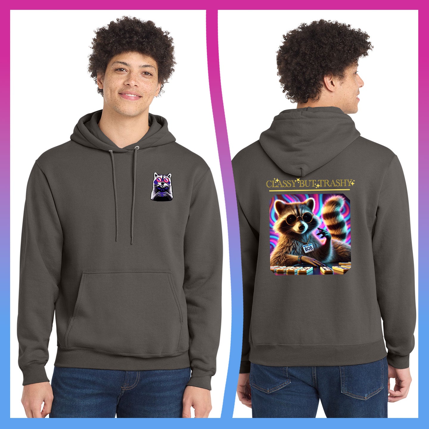 Domino Effect Apparel - Classy but Trashy Printed Port & Co Pullover Hoodie