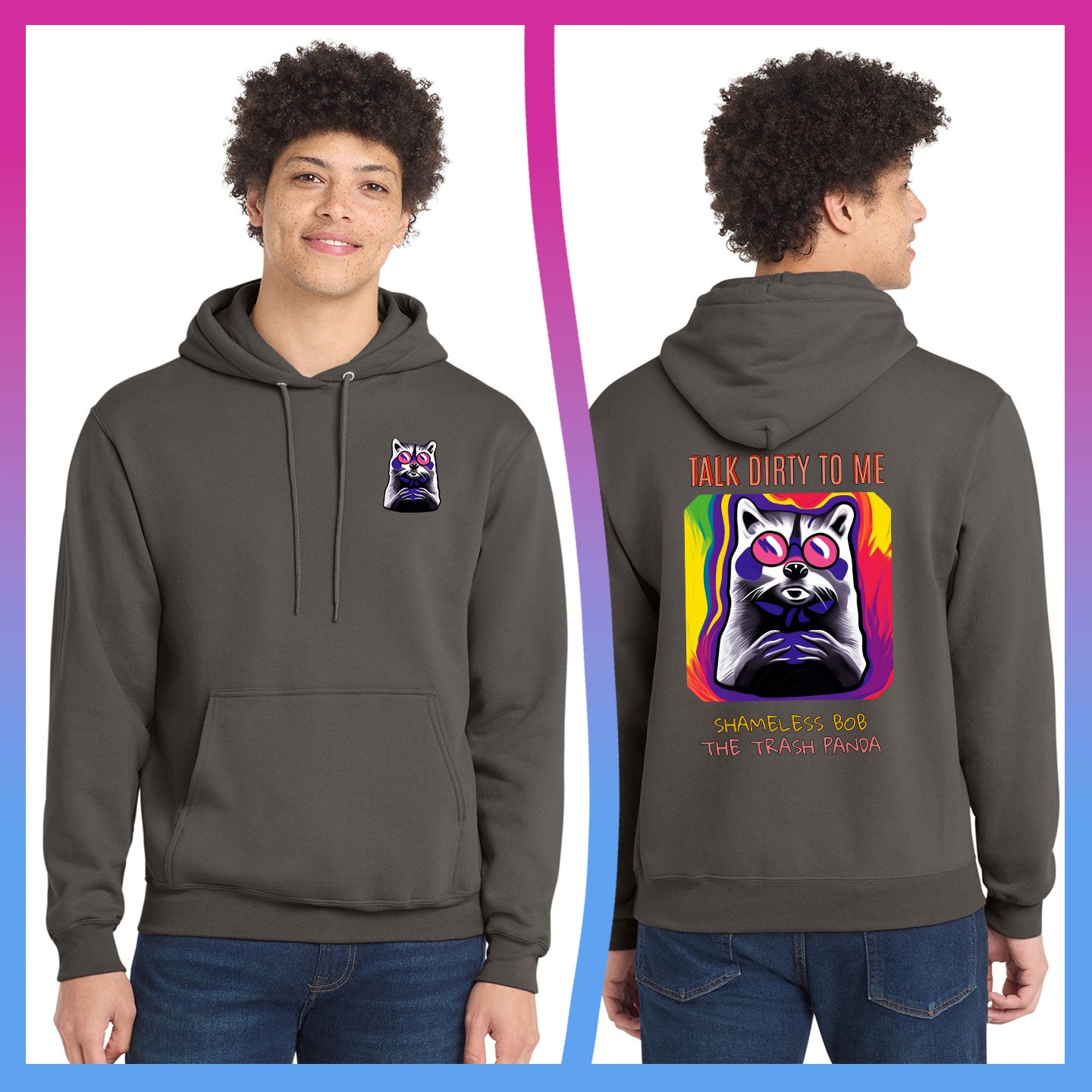 Domino Effect Apparel - Shameless Bob Printed Port & Co Pullover Hoodie