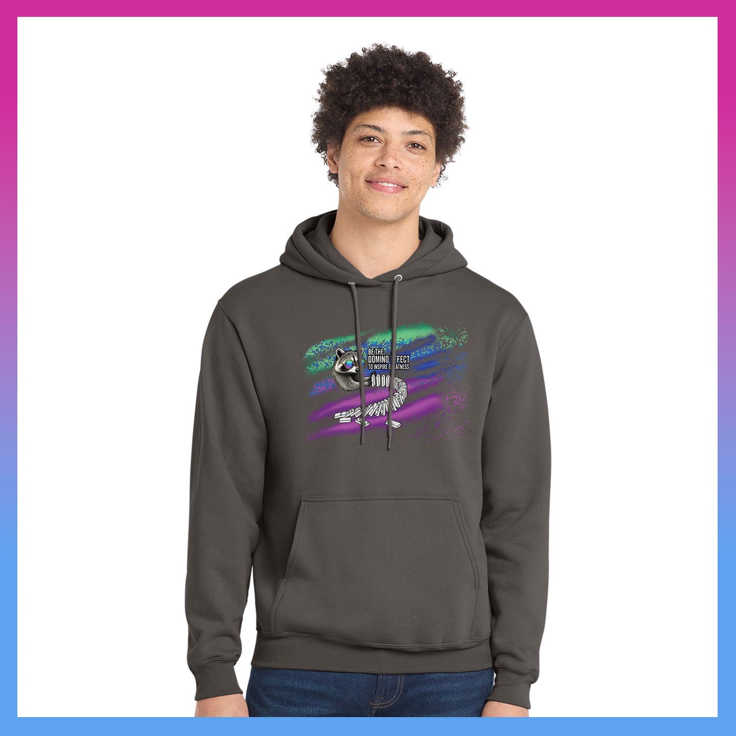 Domino Effect Apparel - Be The Domino Effect Printed Port & Co Pullover Hoodie