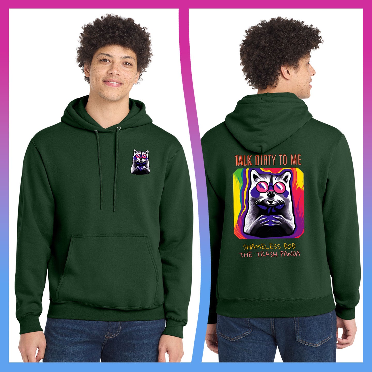 Domino Effect Apparel - Shameless Bob Printed Port & Co Pullover Hoodie