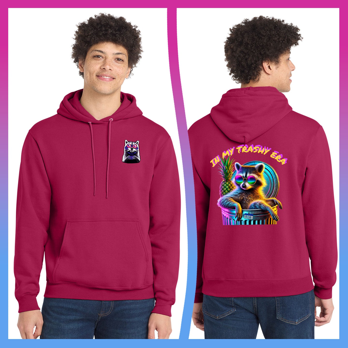 Domino Effect Apparel - In My Trashy Era Printed Port & Co Pullover Hoodie