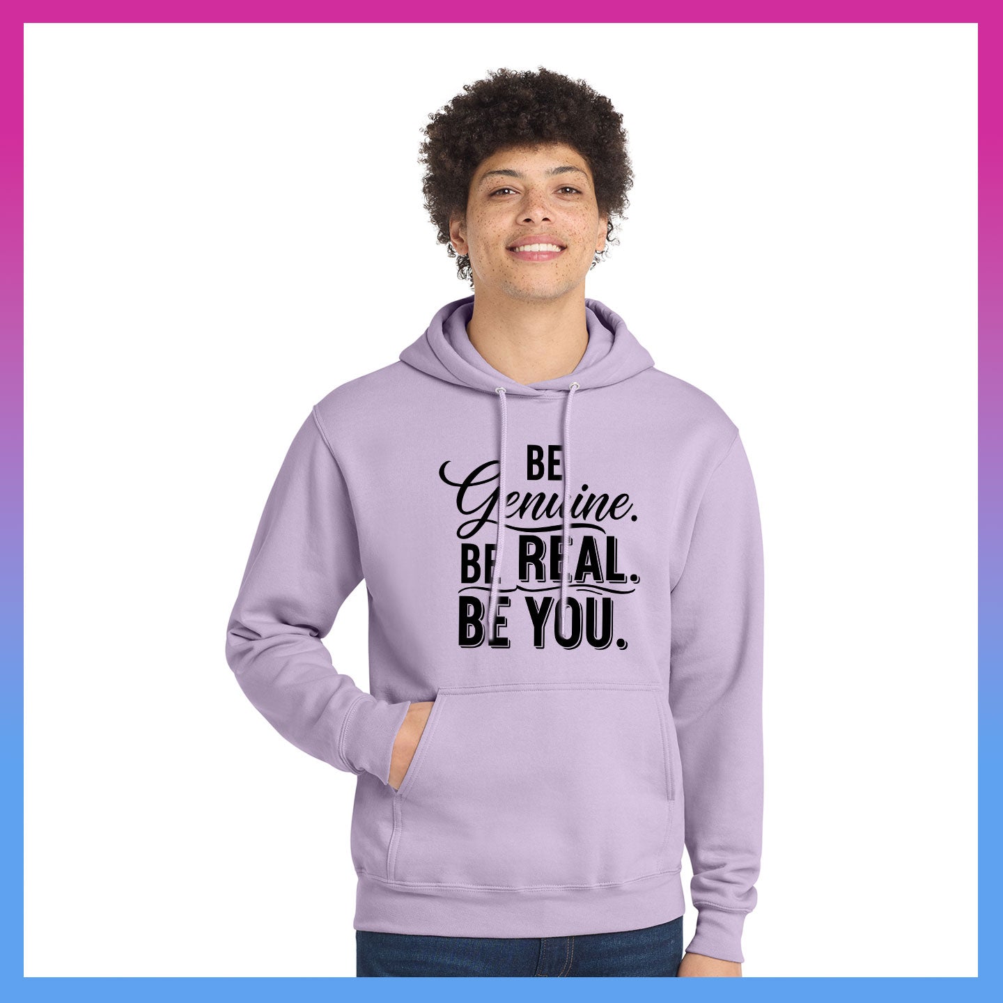 Domino Effect Apparel - Be Genuine Typography Printed Port & Co Pullover Hoodie