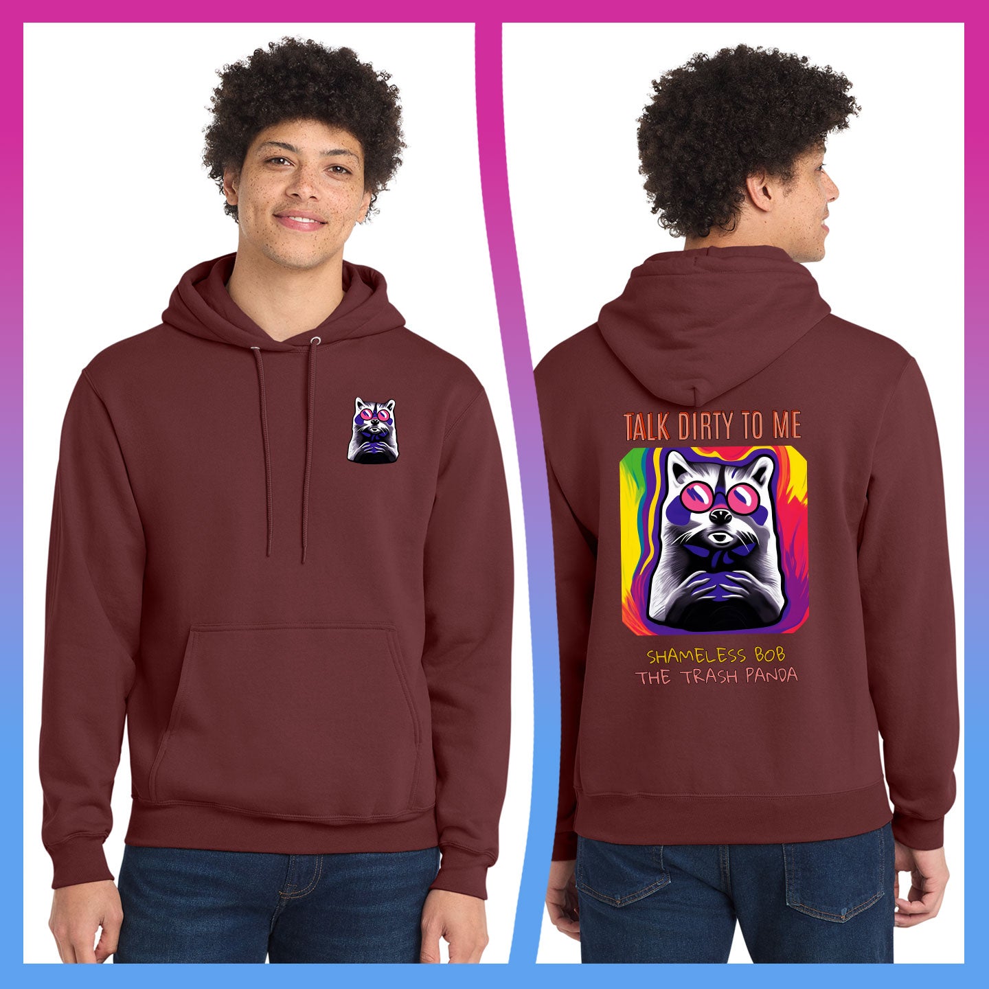 Domino Effect Apparel - Shameless Bob Printed Port & Co Pullover Hoodie