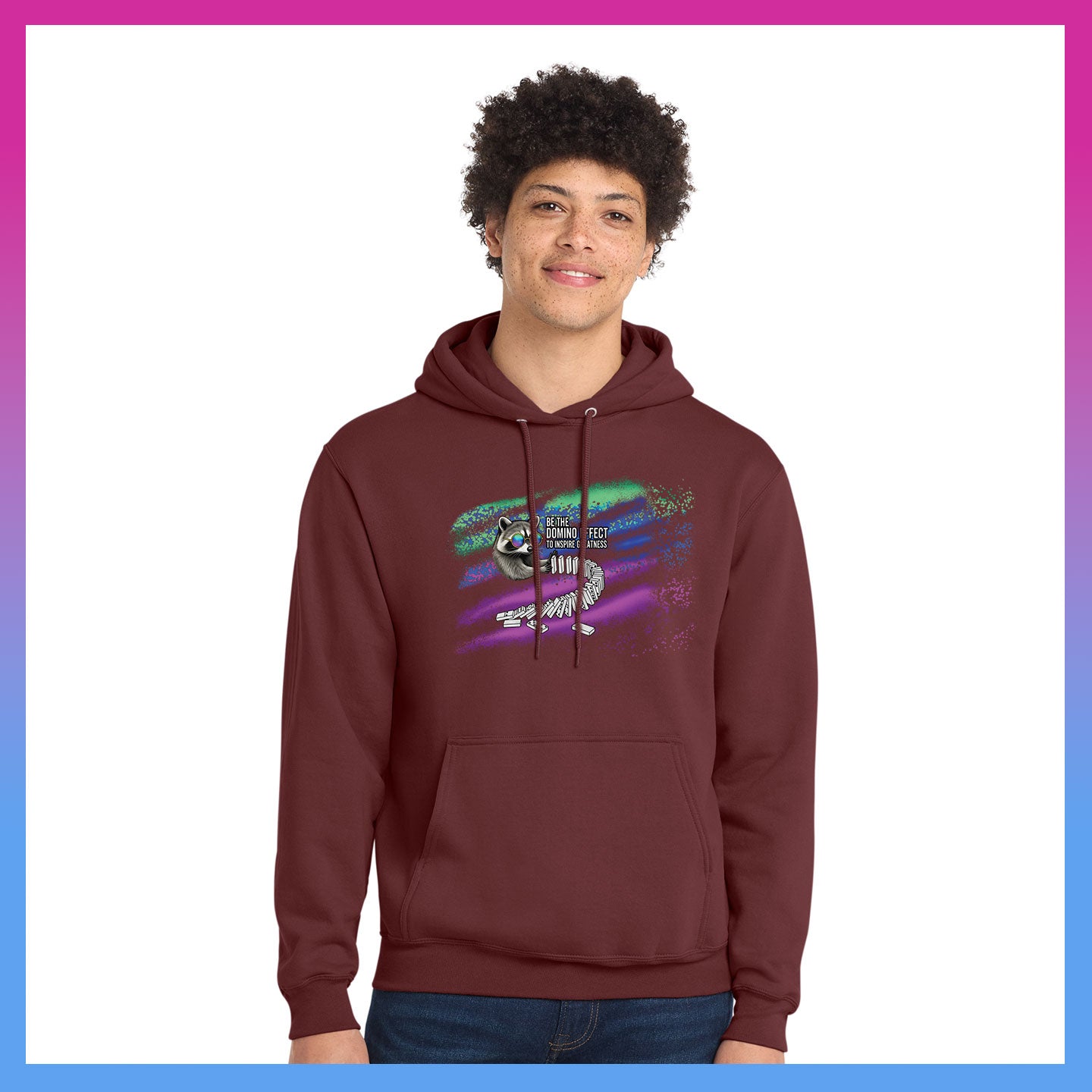 Domino Effect Apparel - Be The Domino Effect Printed Port & Co Pullover Hoodie