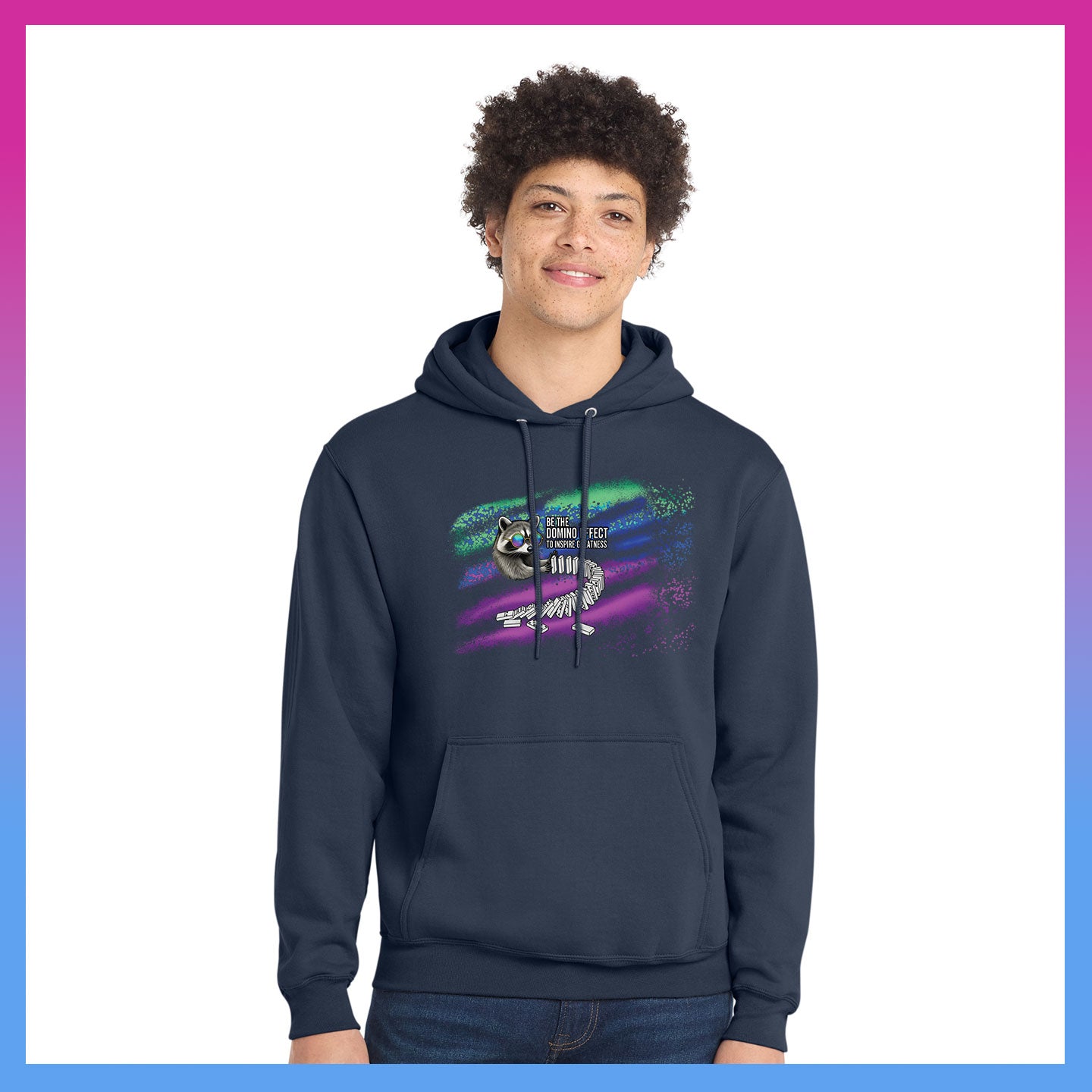Domino Effect Apparel - Be The Domino Effect Printed Port & Co Pullover Hoodie