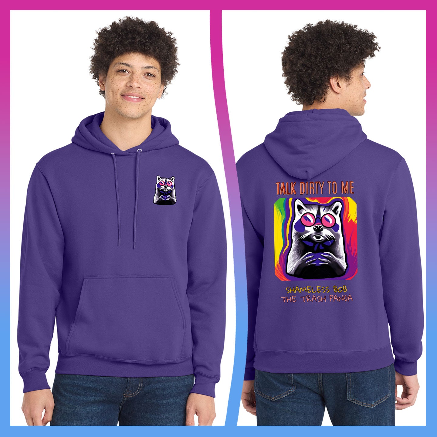 Domino Effect Apparel - Shameless Bob Printed Port & Co Pullover Hoodie