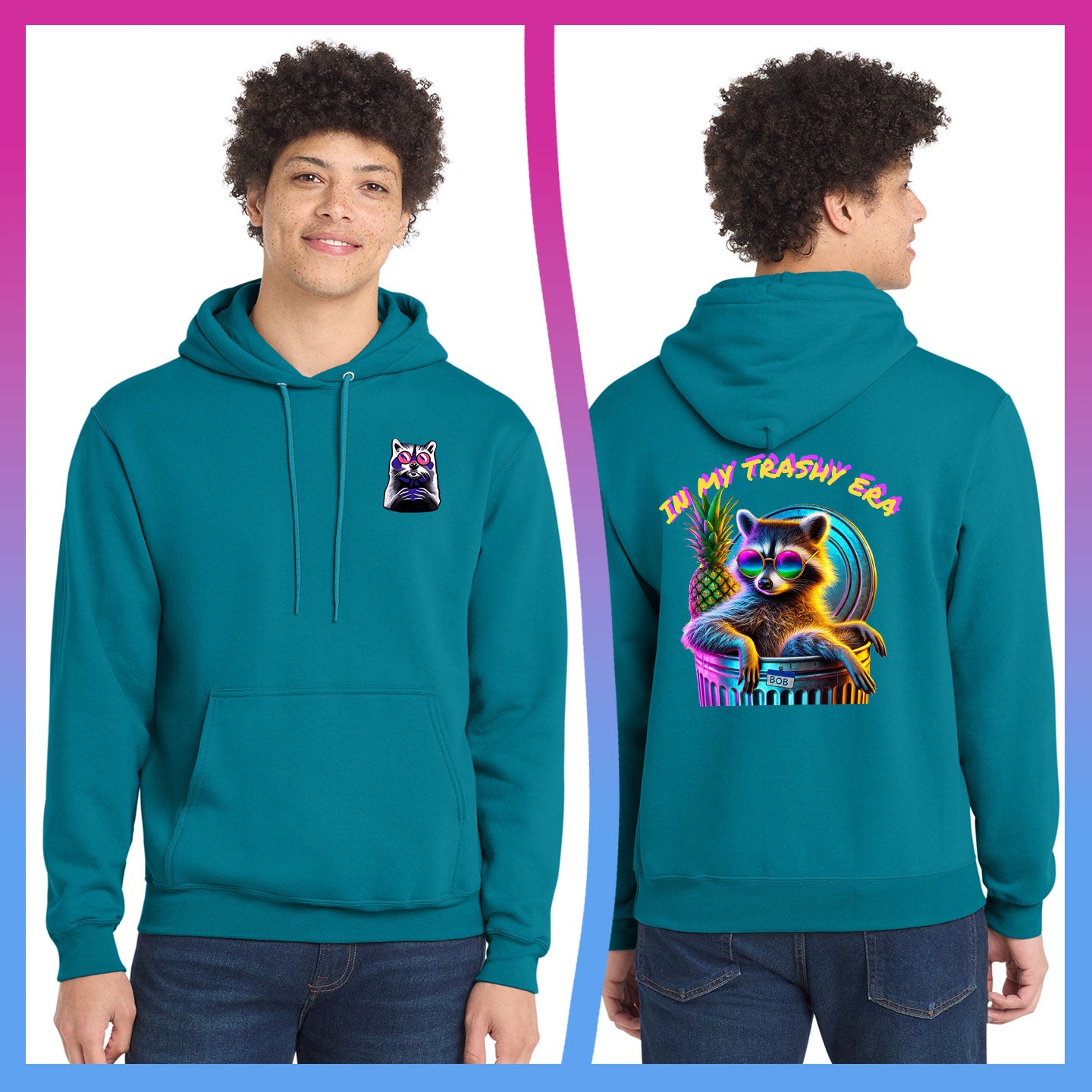 Domino Effect Apparel - In My Trashy Era Printed Port & Co Pullover Hoodie