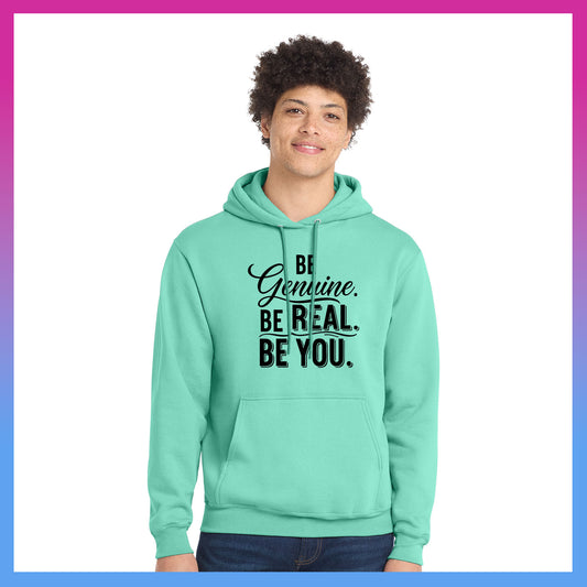 Domino Effect Apparel - Be Genuine Typography Printed Port & Co Pullover Hoodie