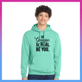 Domino Effect Apparel - Be Genuine Typography Printed Port & Co Pullover Hoodie