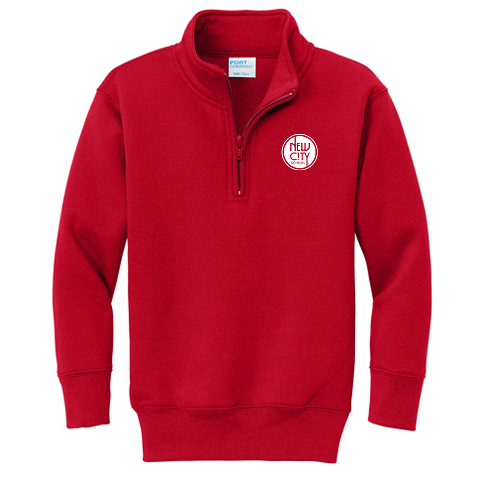 New City School -  Left Chest Circle Embroidery  - Port & Company Youth 1/4 Zip Sweatshirt