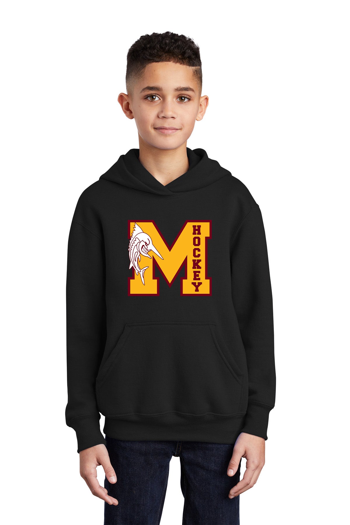 Mercy High School - Hockey - Port & Company® Youth Core Fleece Pullover Hooded Sweatshirt