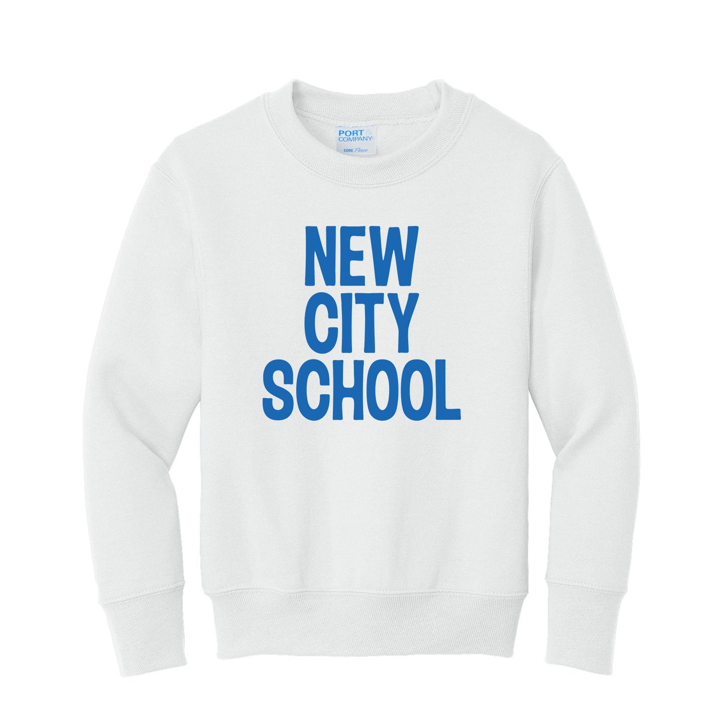New City School - Stacked - Port & Company Youth Core Fleece Crewneck Sweatshirt