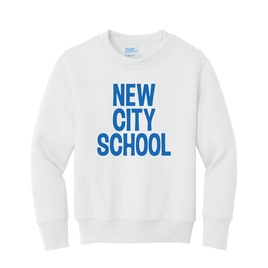 New City School - Stacked - Port & Company Youth Core Fleece Crewneck Sweatshirt