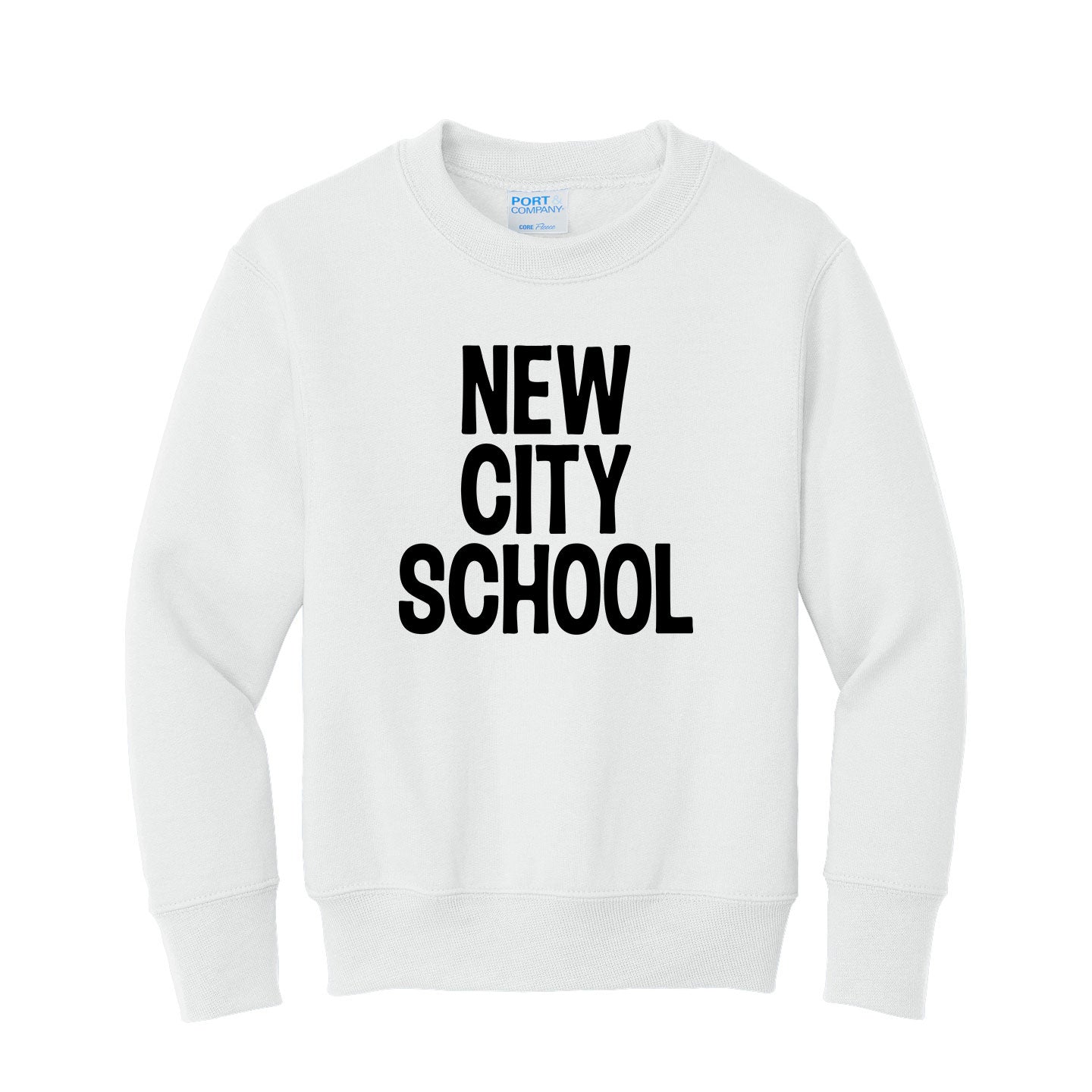 New City School - Black Stacked Youth Port&Co Crewneck Sweatshirt