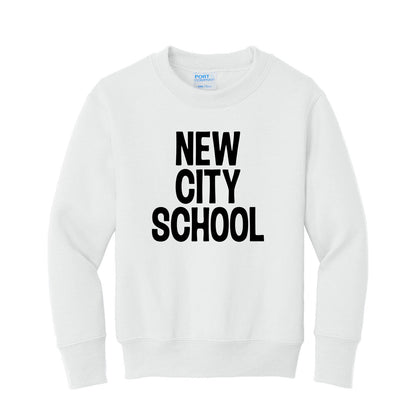 New City School - Black Stacked Youth Port&Co Crewneck Sweatshirt