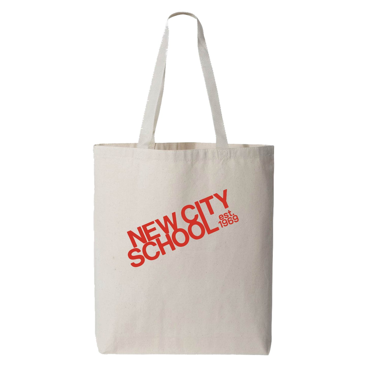 New City School - Diagonal - Q-Tees 11L Canvas Tote with Contrast-Color Handles